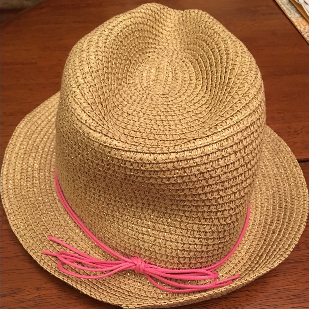 Lilly Pulitzer Straw Hat with pink piping 💕🌴🌞